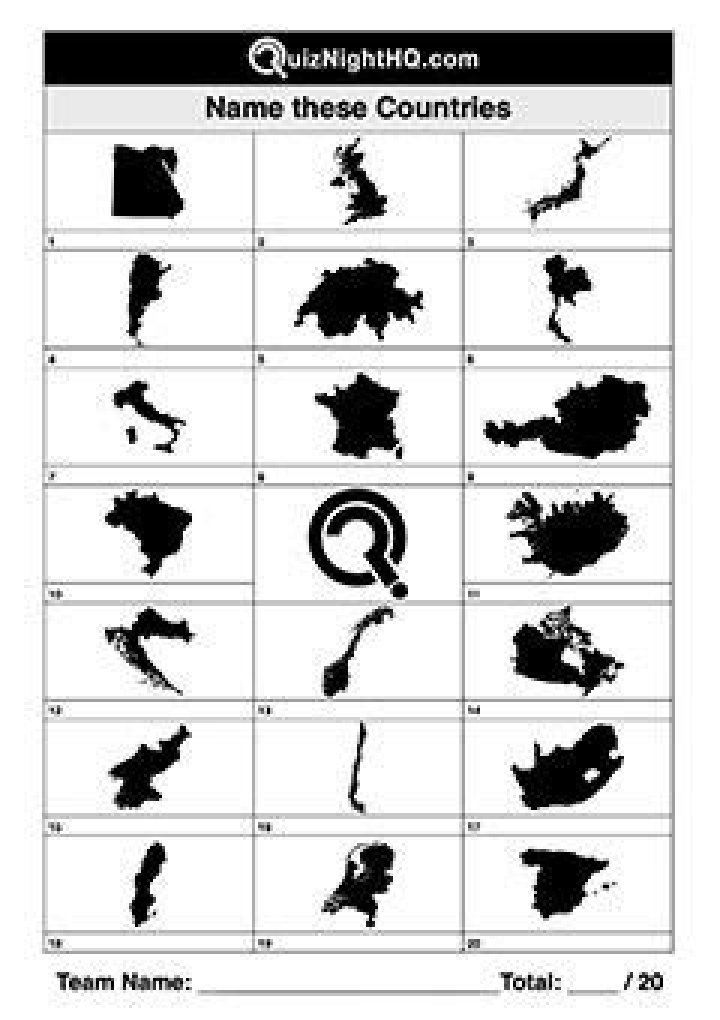 countries Silhouettes Quiz
