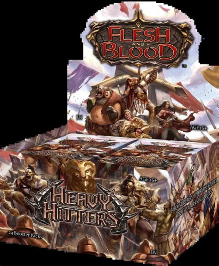 Flesh and Blood - Heavy Hitters Booster Case (4 Boxes) & SCG-Exclusive (4x) Cintari Sellsword (Rainbow Foil) [SLD-FAB-BBX-HVYCASECARD-EN]