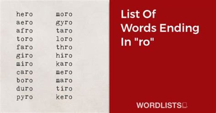 List of Words Ending With 'ro'