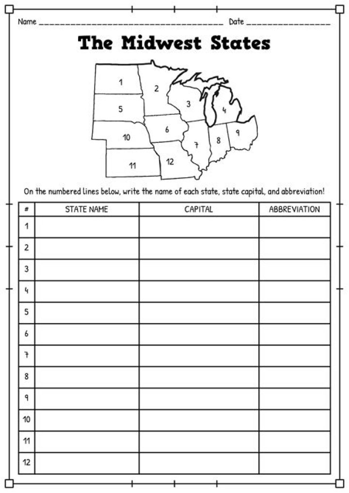 Midwest States and Capitals Quiz