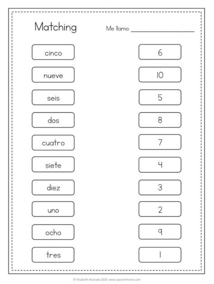 Spanish numbers 1-50 — Printable Worksheet