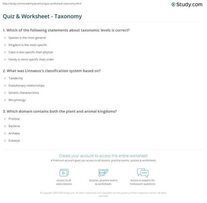 Taxonomy Practice Quiz