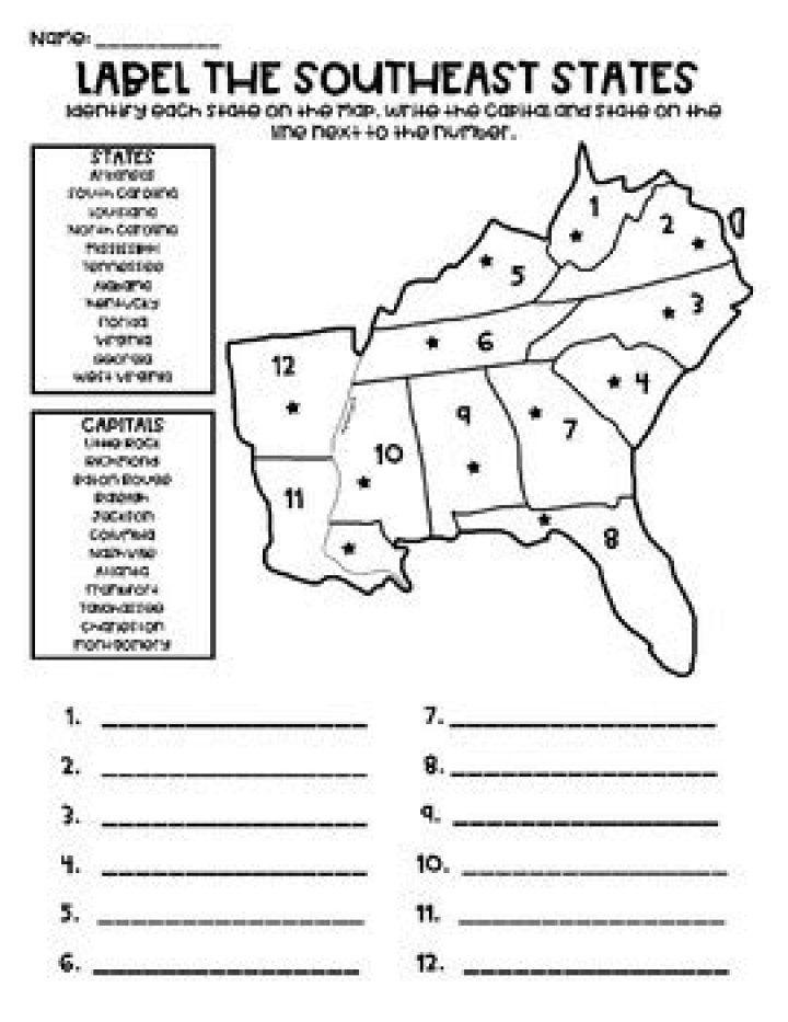 US Southeast Region States and Capitals Quiz